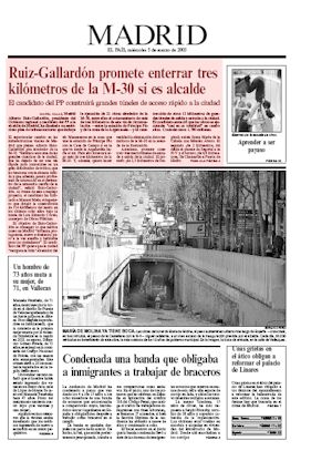 RUIZ-GALLARDÓN PROMETE ENTERRAR TRES KILÓMETROS DE LA M-30 SI ES ALCALDE (artículo en formato PDF)