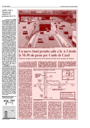 UN NUEVO TUNEL PERMITE SALIR A LA A-3 DESDE LA M-30 SIN PASAR POR CONDE DE CASAL (artículo en formato PDF)