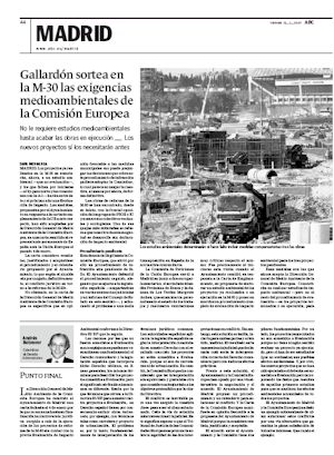 GALLARDÓN SORTEA EN LA M-30 LAS EXIGENCIAS MEDIOAMBIENTALES DE LA COMISIÓN EUROPEA (artículo en formato PDF)