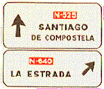 PRESEALIZACIN DE DIRECCIONES HACIA UNA CARRETERA CONVENCIONAL. Indica, en una carretera convencional, las direcciones de los distintos ramales de la prxima interseccin cuando uno de ellos conduce a una carretera convencional.