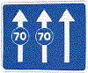 CARRILES RESERVADOS PARA EL TRAFICO EN FUNCION DE LA VELOCIDAD SEALIZADA. Indica que el carril sobre el que est situada la seal de velocidad mnima slo puede ser utilizado por los vehculos que circulen a velocidad igual o superior a la indicada, aunque si las circunstancias lo permiten deben circular por el carril de la derecha. El final de la obligatoriedad de velocidad mnima vendr establecido por la seal S-52 o R-506.