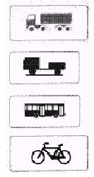 APLICACION DE SEALIZACION A DETERMINADOS VEHICULOS. Indica, bajo la seal vertical correspondiente, que la seal se refiere exclusivamente a los vehculos que figuran en el panel, y que pueden ser camiones, vehculos con remolque, autobuses o ciclos.