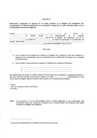 ANEXO 10. DECLARACION RESPONSABLE DE VIGENCIA DE LOS DATOS ANOTADOS EN EL REGISTRO DE LICITADORES DEL AYUNTAMIENTO DE MADRID.